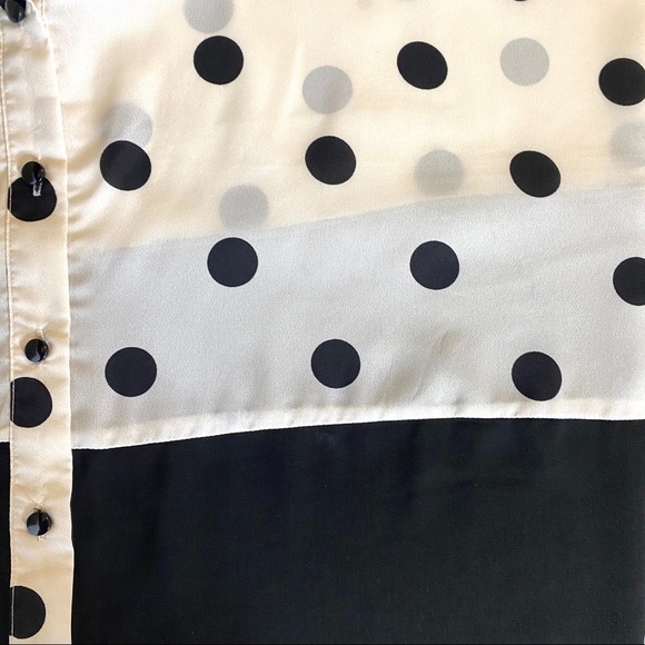 Forever 21 Polka Dot Shirt Black White Chiffon M - Picture 7 of 8